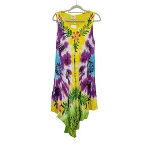 Exist Painted Tie Dye Gauze Beach Swim Dress Cover-up One size Womens 1X 2X Art 